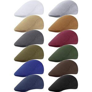 12 Pieces Newsboy Hat for Men, Flat Caps Bulk Driving Cabbie Hunting Hat
